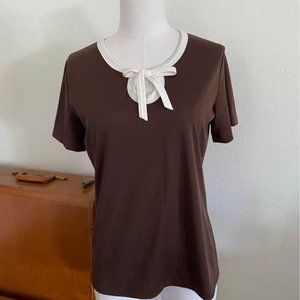 Vintage Brown JCPenney 1960s 1970s Keyhole Top